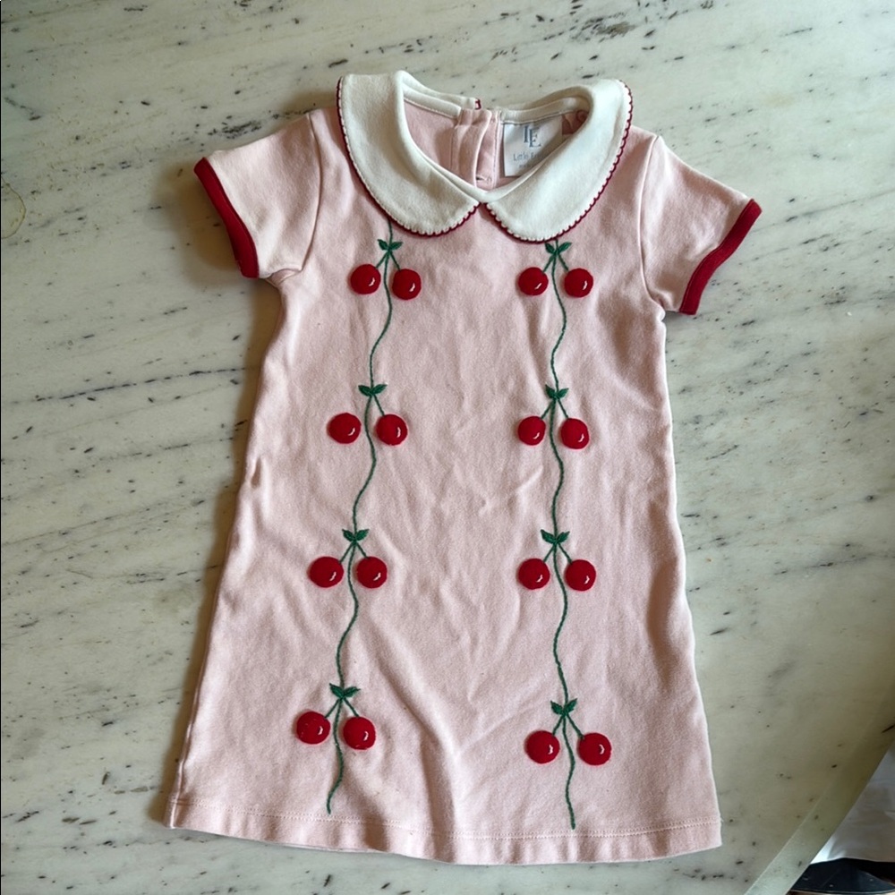 Little English Cherry Embroidered Pink Dress - 3T
